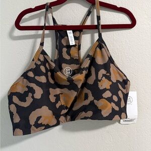 SAEG Collective Leopard Print Sports Bra Sepia Jungle Cat XL NWT